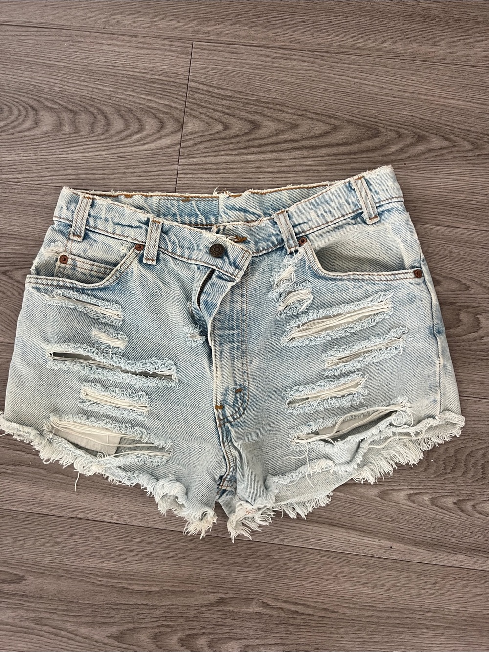 Levi’s Light Blue Distressed Denim Shorts